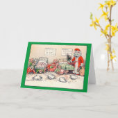 子猫とサンタクロースの猫、ルイス・ウェインのカード カード (黄色い花)