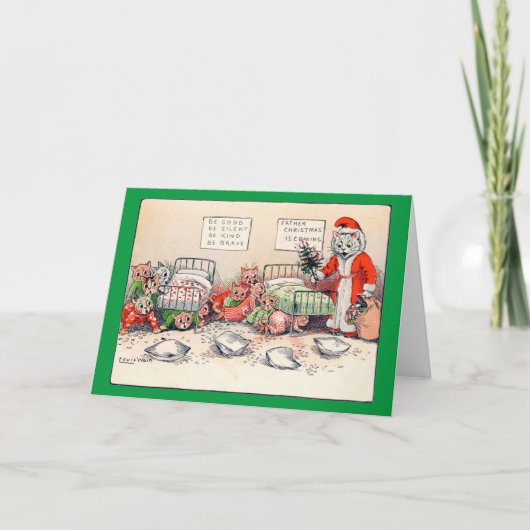 子猫とサンタクロースの猫、ルイス・ウェインのカード カード (正面)