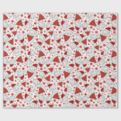 子猫とサンタ帽子クリスマスパターン ラッピングペーパー (フラット)