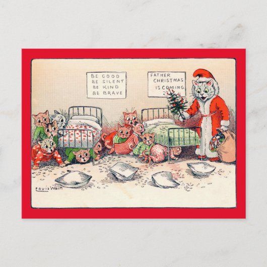 子猫とサンタ猫のルイ・ワーイン ポストカード (正面)