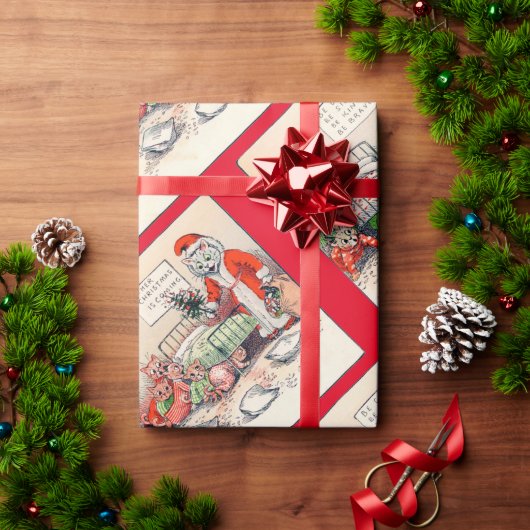 子猫とサンタ猫のルイ・ワーイン ラッピングペーパー (クリスマスギフト)