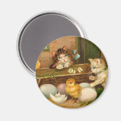 子猫とチックスヴィンテージイースターグリーティング マグネット (正面/裏面)