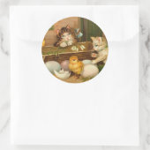 子猫とチックスヴィンテージイースターグリーティング ラウンドシール (バッグ)