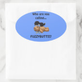 子猫とテディベアかわいいおもしろい 楕円形シール (バッグ)