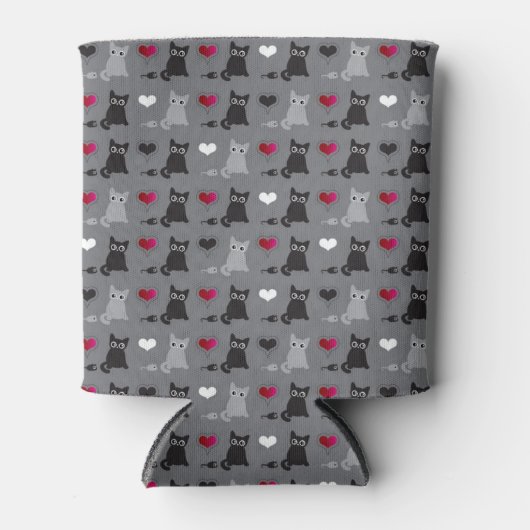 子猫とネズミ柄 缶クーラー (正面)