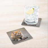 子猫とネズミ スクエアペーパーコースター (インサイチュ)