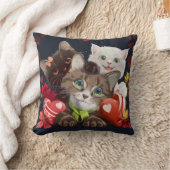 子猫とハート クッション (ブランケット)