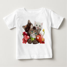 子猫とハート ベビーTシャツ