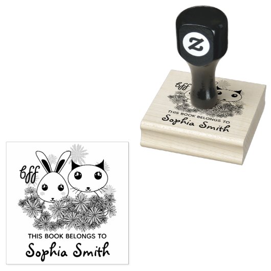 子猫とバニーの女の子この本は次のものだ ラバースタンプ (押印)