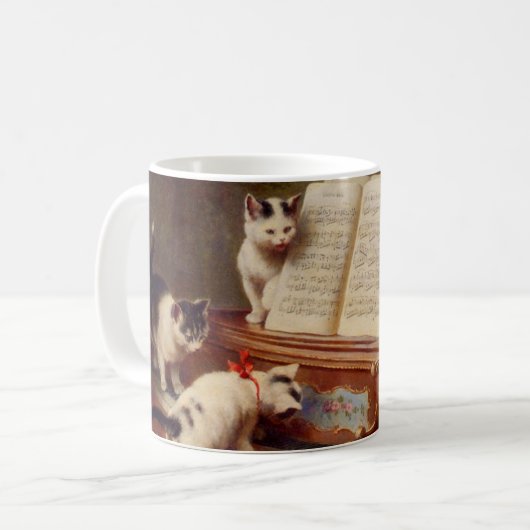 子猫とピアノ コーヒーマグカップ (正面左)