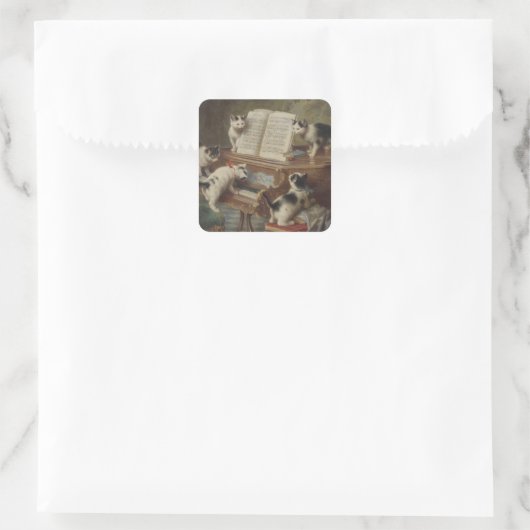 子猫とピアノ スクエアシール (バッグ)