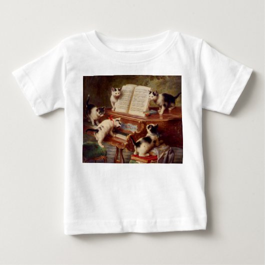 子猫とピアノ ベビーTシャツ (正面)