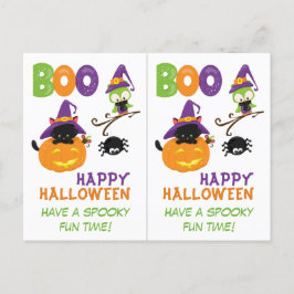 子猫とフクロウ学年先生ハロウィンカード ポストカード