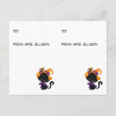 子猫とフクロウ学年先生ハロウィンカード ポストカード (裏面)