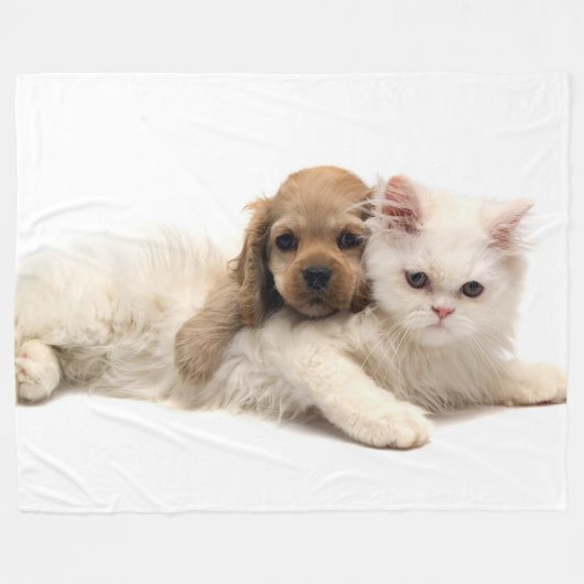 子猫とポンプ フリースブランケット (正面(横))