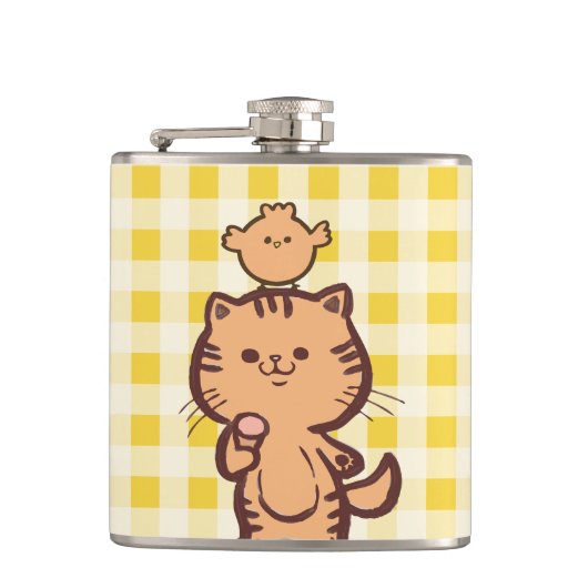 子猫とリトルチキン フラスク (正面)