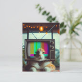 子猫とヴィンテージTV顔 ポストカード (スタンド正面)