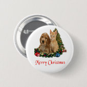 子猫と子犬のクリスマスボタン 缶バッジ (正面&裏面)