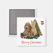 子猫と子犬のクリスマスマグネット マグネット (正面/裏面)