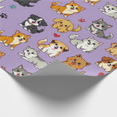 子猫と子犬のラッピング紙 ラッピングペーパー (角)