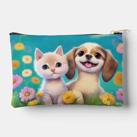 子猫と子犬パーソナライズされたの子供の名前 アクセサリーポーチ (裏面)