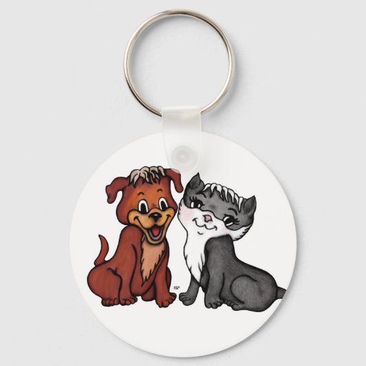 子猫と子犬 キーホルダー (正面)