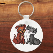 子猫と子犬 キーホルダー (正面)
