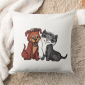 子猫と子犬 クッション (ブランケット)