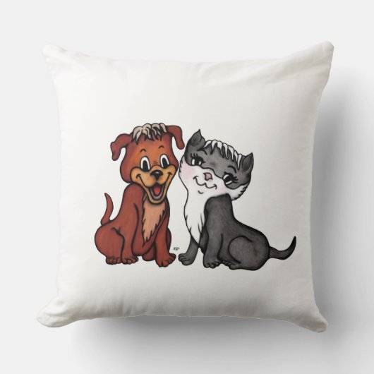子猫と子犬 クッション (正面)