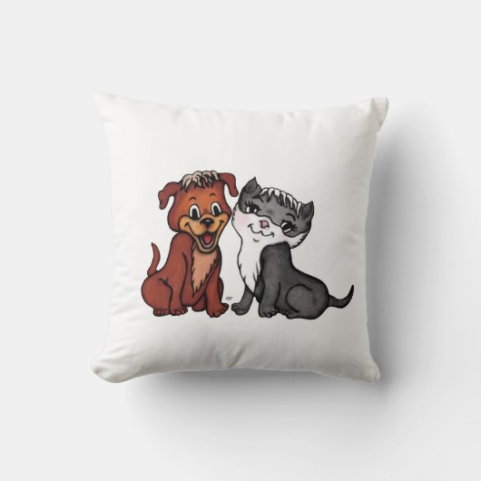 子猫と子犬 クッション (正面)