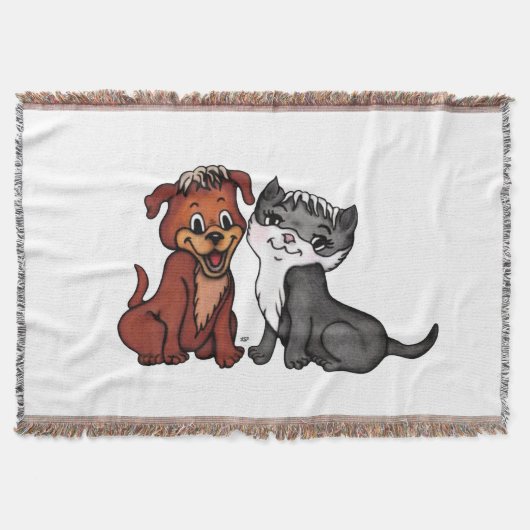 子猫と子犬 スローブランケット (正面)