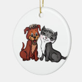 子猫と子犬 セラミックオーナメント (左)