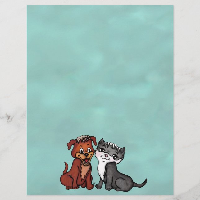子猫と子犬、テキストの編集 レターヘッド (正面)
