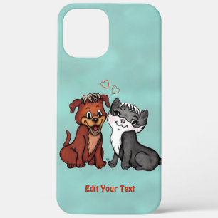子猫と子犬、テキストの編集 iPhone 12 PRO MAX ケース