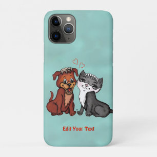子猫と子犬、テキストの編集 iPhone 11 PROケース