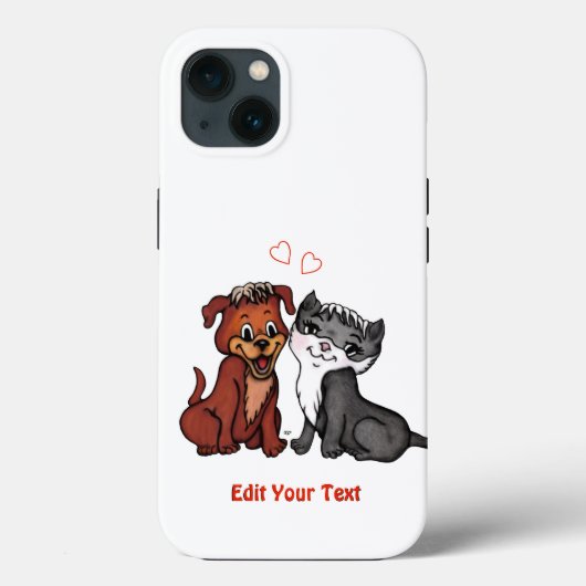 子猫と子犬、テキストの編集 Case-Mate iPhoneケース (裏面)