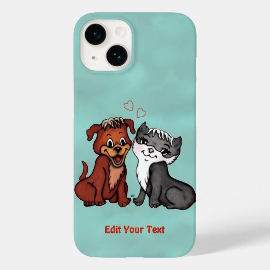 子猫と子犬、テキストの編集 Case-Mate iPhoneケース (裏面)