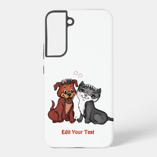 子猫と子犬、テキストの編集 SAMSUNG GALAXYケース (裏面)