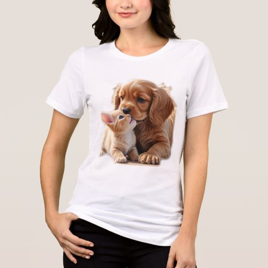 子猫と子犬 トライブレンドＴシャツ (正面)