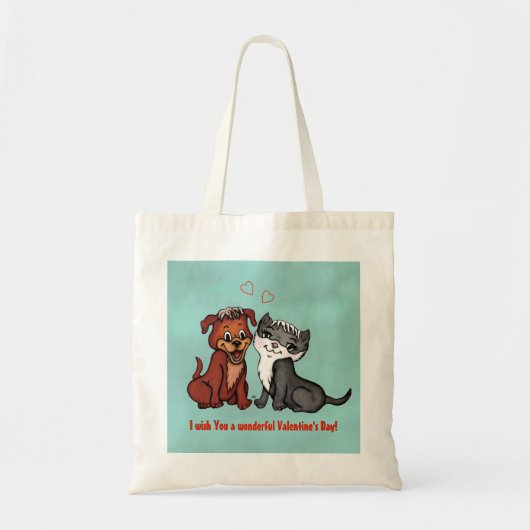 子猫と子犬 トートバッグ (正面)