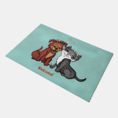 子猫と子犬 ドアマット (アングル)