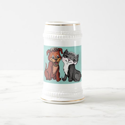 子猫と子犬 ビールジョッキ (中央)
