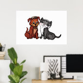 子猫と子犬 ポスター (ホームオフィス)