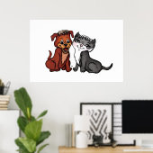 子猫と子犬 ポスター (ホームオフィス)