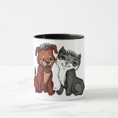 子猫と子犬 マグカップ (中央)