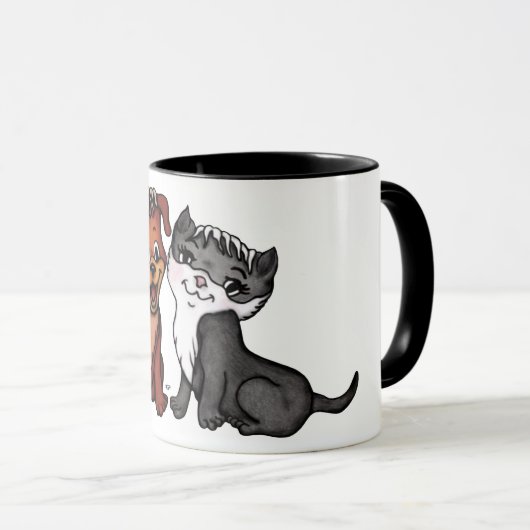 子猫と子犬 マグカップ (正面右)