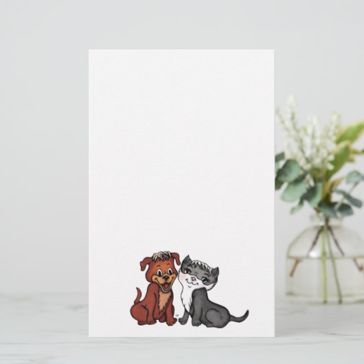 子猫と子犬 便箋 (スタンド正面)