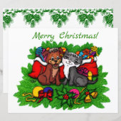 子猫と子犬、幸せなクリスマス (正面/裏面)