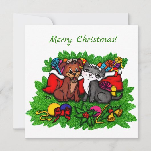 子猫と子犬、幸せなクリスマス (正面)