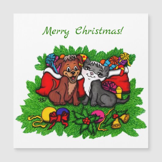 子猫と子犬、幸せなクリスマス (正面)